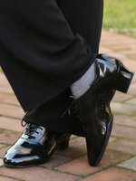 Chaussures de danse latine en cuir PU verni noir à bout rond