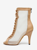 Chaussures de danse latine en maille abricot profond chaussures de danse à bout ouvert