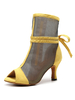 Chaussures de danse latine en maille supérieure jaune peep toe bottes de danse de salon