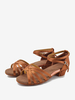 Chaussures de danse latine en polyester à bout rond et abricot foncé