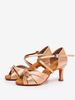 Chaussures de danse latine en polyester abricot clair à bout rond
