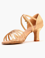 Chaussures de danse latine en satin à talons épais croisé