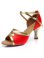 Chaussures de Danse Latine en Satin Chaussures de Bal Rouge Bout Ouvert en Croix 2021 Chaussures de Danse de Haut Talon