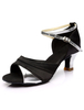 Chaussures de danse latine en satin talons verre à pied ruban aux chevilles peep-toe 