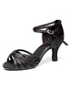 Chaussures de danse latine en satin talons verre à pied ruban aux chevilles peep-toe