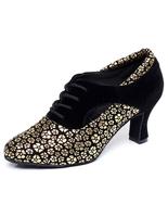 Chaussures de danse latine en Synthétique à talons épais et lacets et bout amande