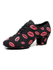 Chaussures de danse latine Femmes Bout rond Lèvres imprimées Chaussures de danse