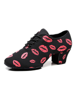 Chaussures de danse latine Femmes Bout rond Lèvres imprimées Chaussures de danse