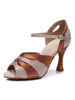 Chaussures de danse latine marron Peep Toe strass chaussures de danse de salon