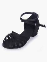 Chaussures de danse latine noir à talons chiots bout ouvert