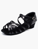 Chaussures de danse latine noir chaussures de salon noir ouvert orteils Criss Cross chaussures de danse pour les enfants