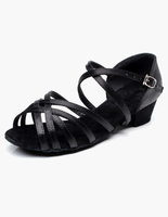 Chaussures de danse latine noir chaussures de salon noir ouvert orteils Criss Cross chaussures de danse pour les enfants