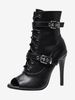 Chaussures de danse latine noires à bout ouvert et boucle