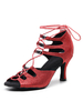 Chaussures de danse latine pour femmes à sequins rouges peep toe chaussures de salle de bal