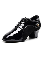 Chaussures de danse latine pour femmes; bout rond noir; chaussures de danse de salon patchées