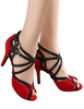 Chaussures de Danse latine Rouge bout ouvert Criss Cross Salle de bal 2021 Chaussures de danse Salsa