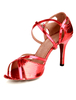 Chaussures de danse latine rouges à motif écaille
