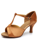 Chaussures de danse latine Satin talons Abricot Peep Toe Ballroom Chaussures de danse