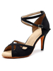 Chaussures de danse latine sur mesure pour dames; chaussures de salle de bal peep toe supérieures noires
