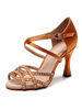 Chaussures de danse latine sur mesure pour femmes Chaussures de danse de salon en satin à bout ouvert strass
