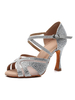 Chaussures de danse salsa et latine argent pailletes talon sur-mesure