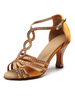 Chaussures de danse salsa et latine marron pailletes talon sur-mesure