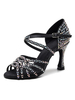 Chaussures de danse salsa et latine noir pailletes talon sur-mesure