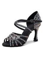 Chaussures de danse salsa et latine noir pailletes talon sur-mesure