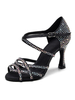 Chaussures de danse salsa et latine noir pailletes talon sur-mesure