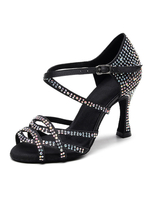 Chaussures de danse salsa et latine noir pailletes talon sur-mesure