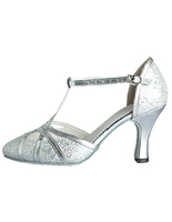 Chaussures de danse salsa et latines argent talon sur-mesure