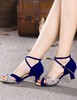 Chaussures de danse salsa et latines bleu pailletes boucle réglable