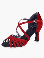 Chaussures de Danse Salsa Rouge 2021 à bout ouvert chaussures de danse latine Glitter Chaussures de bal