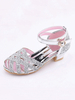 Chaussures de fille de fleurs argent brillants chaussures de soirée