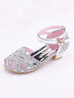 Chaussures de fille de fleurs argent brillants chaussures de soirée
