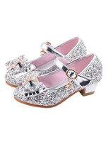 Chaussures de Filles de Soirées à Cuir Synthétique en Paillettes avec Bout Rond avec Boucles Décors avec Noeud Unicolore Chaussures de Enfants de Soirées