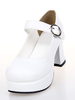 Chaussures de lolita blanc à talons épais Déguisements Halloween