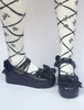 Chaussures de lolita bleu royal avec noeud plate-forme Déguisements Halloween