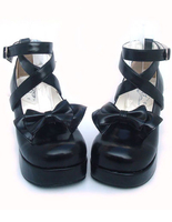 Chaussures de lolita en Synthétique noir à talons épais Déguisements Halloween