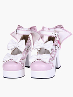 Chaussures de lolita en Synthétique rose avec bracelets ornées de noeuds Déguisements Halloween