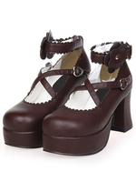 Chaussures de lolita marronnes à plate-forme Déguisements Halloween