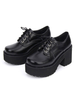 Chaussures de lolita noir unicolore à talons épais Déguisements Halloween