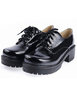 Chaussures de Lolita noires en Cuir Verni à Bout rond et Talon carré avec Lacets de Dentelles Déguisements Halloween