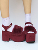 Chaussures de lolita parfaites bordeaux à bout ouvert Déguisements Halloween