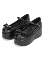 Chaussures de lolita parfaites en Synthétique noir à talons compensés Déguisements Halloween