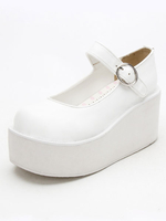 Chaussures de lolita sublimes blanc unicolore à talons compensés Déguisements Halloween