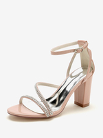 Chaussures De Mariage À Lacet Strass Sandales De Mariage À Bout Ouvert