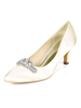 Chaussures de mariage à talon mi-bas Escarpins à bout pointu Chaussures de mariée chaton à talon