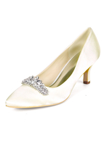 Chaussures de mariage à talon mi-bas Escarpins à bout pointu Chaussures de mariée chaton à talon