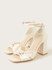 Chaussures de mariage à talons blocs chaussures de mariée ivoire nouées avec bride à la cheville